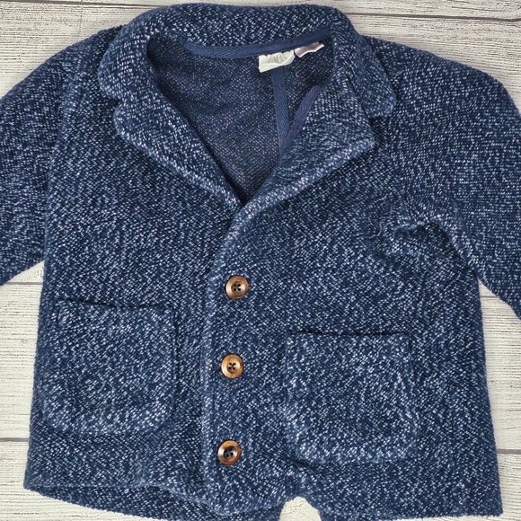 Zara Kids Boy Knitted‎ Blazer Jacket Blue 4-5 Years - Picture 1 of 4